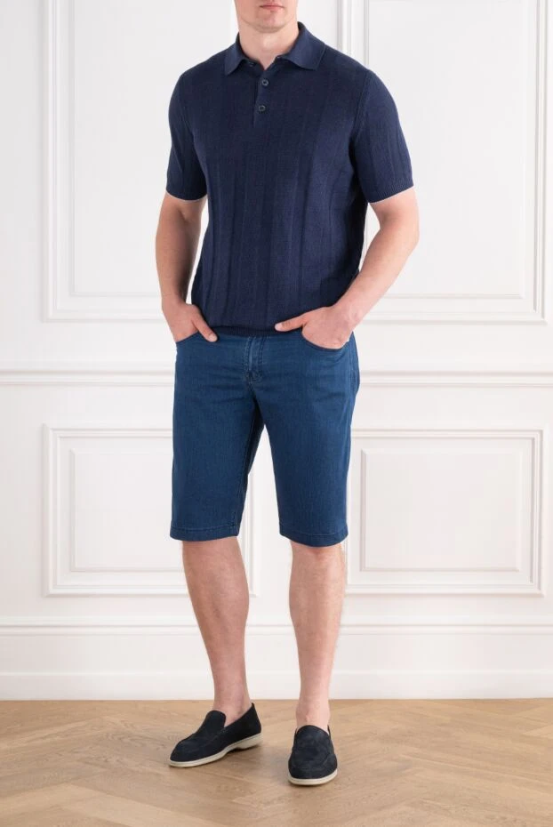 Scissor Scriptor men's denim bermuda shorts with embroidered white logo 195378 - photo 2