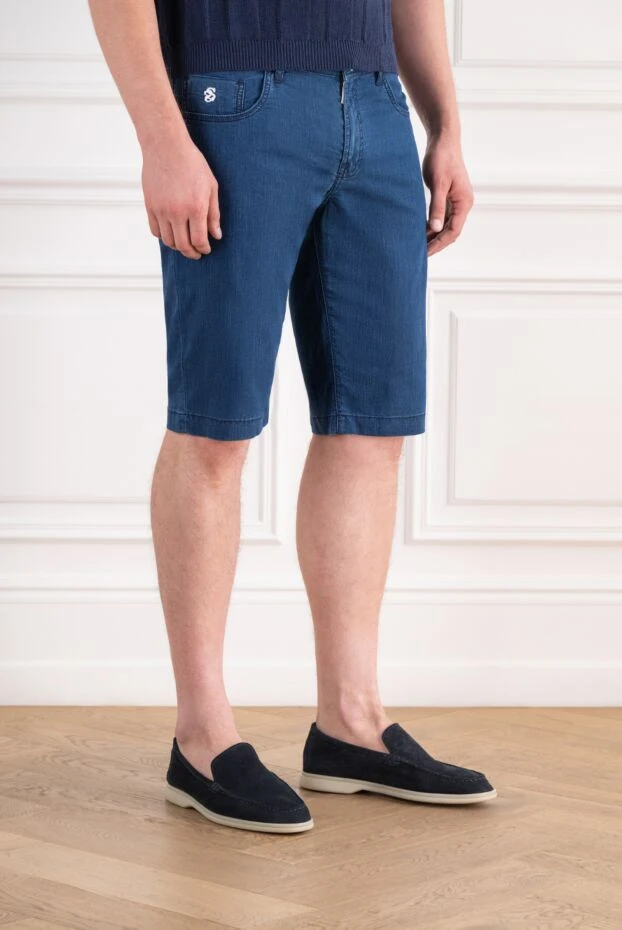 Scissor Scriptor men's denim bermuda shorts with embroidered white logo 195378 - photo 3