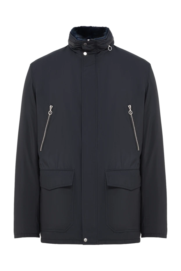 Seraphin blue men's fur-lined parka jacket with a stand-up collar 195387 - photo 1
