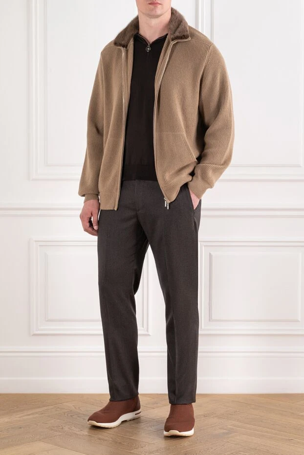 Loro Piana men's beige knitted cardigan with a zipper 195557 - photo 2