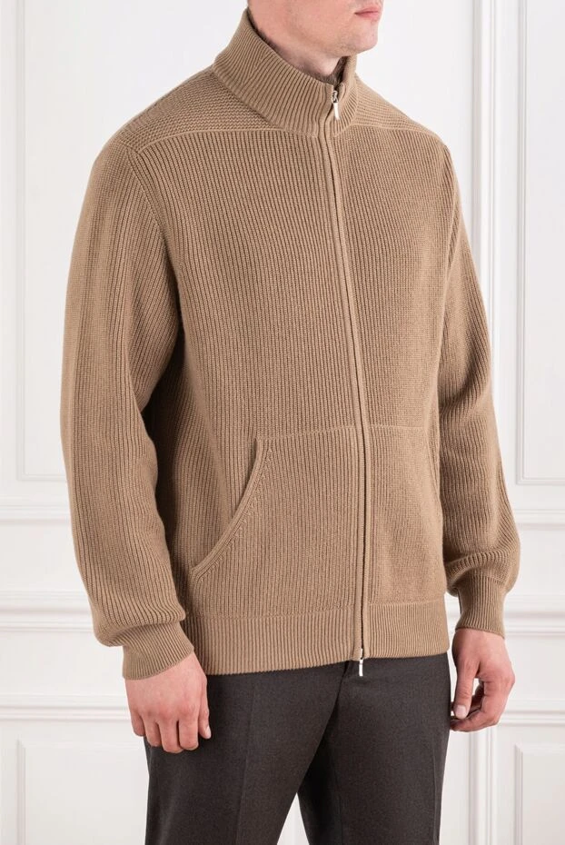 Loro Piana men's beige knitted cardigan with a zipper 195557 - photo 3