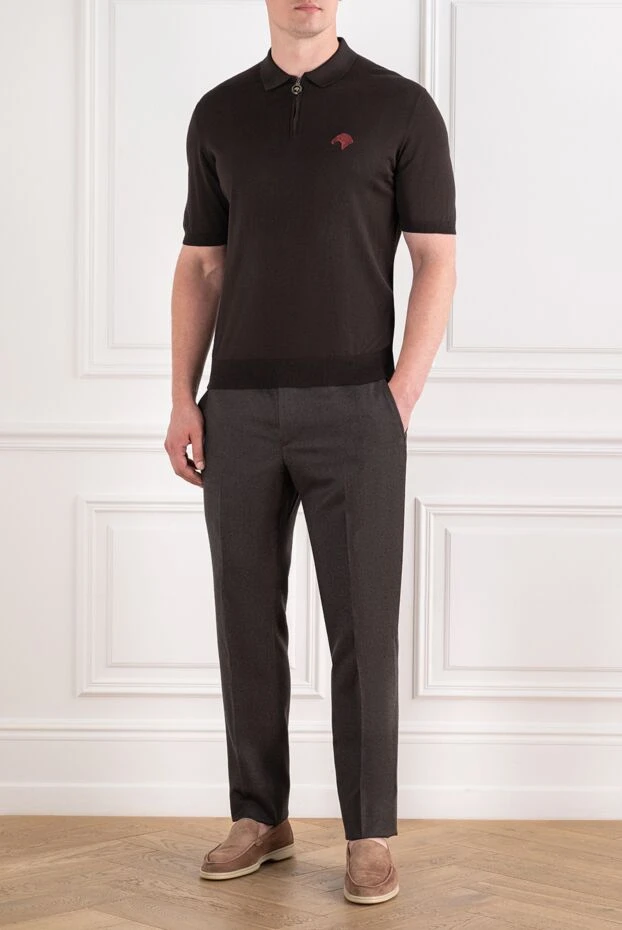 Stefano Ricci brown knit polo shirt with zipper and ring 195565 - photo 3