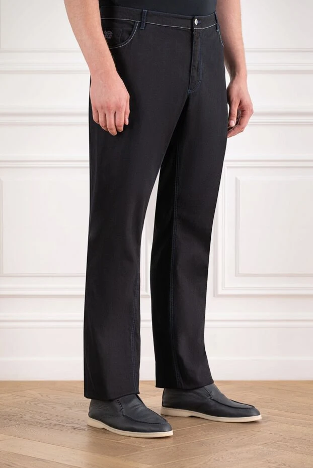 Zilli men's black skinny jeans with heraldic lion embroidery on the pocket 195602 - photo 3