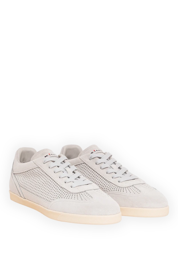 Kiton gray suede sneakers with perforations and logo 195828 - photo 3