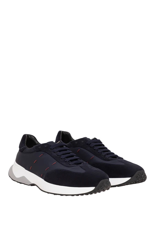 Kiton navy blue sneakers with signature red stitching 195830 - photo 3
