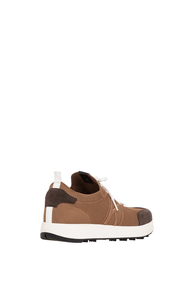 Kiton brown knit sneakers with suede inserts and embroidery 195831 - photo 3