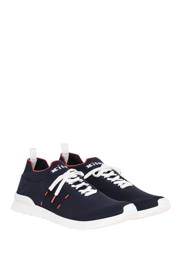 Kiton navy blue knit sock sneakers with scarlet trim 195832 - photo 2