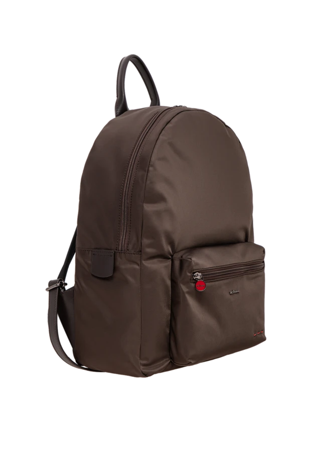 Kiton brown urban backpack made of high-tech textile with leather handles 195836 - photo 3