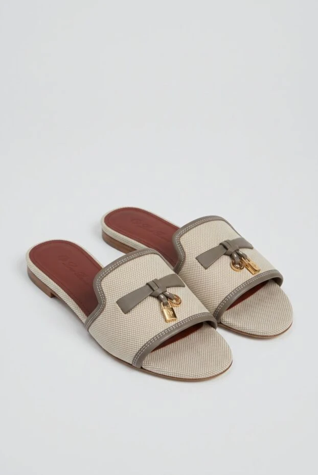 Loro Piana flat fabric mule sandals with signature metallic charms 195883 - photo 1