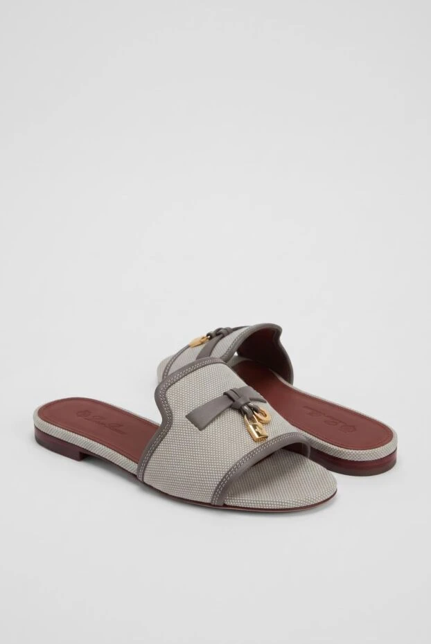 Loro Piana flat fabric mule sandals with signature metallic charms 195883 - photo 3
