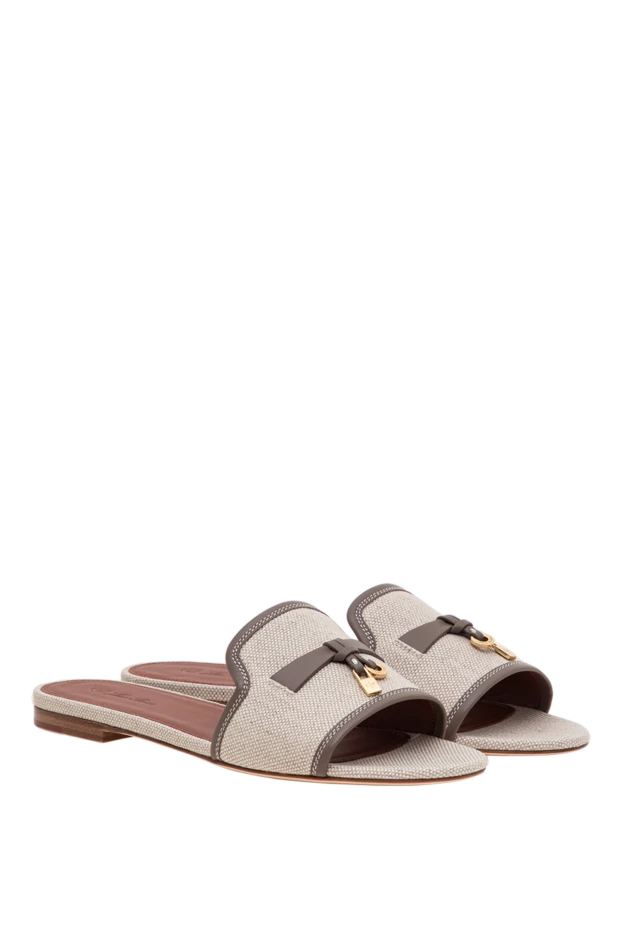 Loro Piana flat fabric mule sandals with signature metallic charms 195883 - photo 3