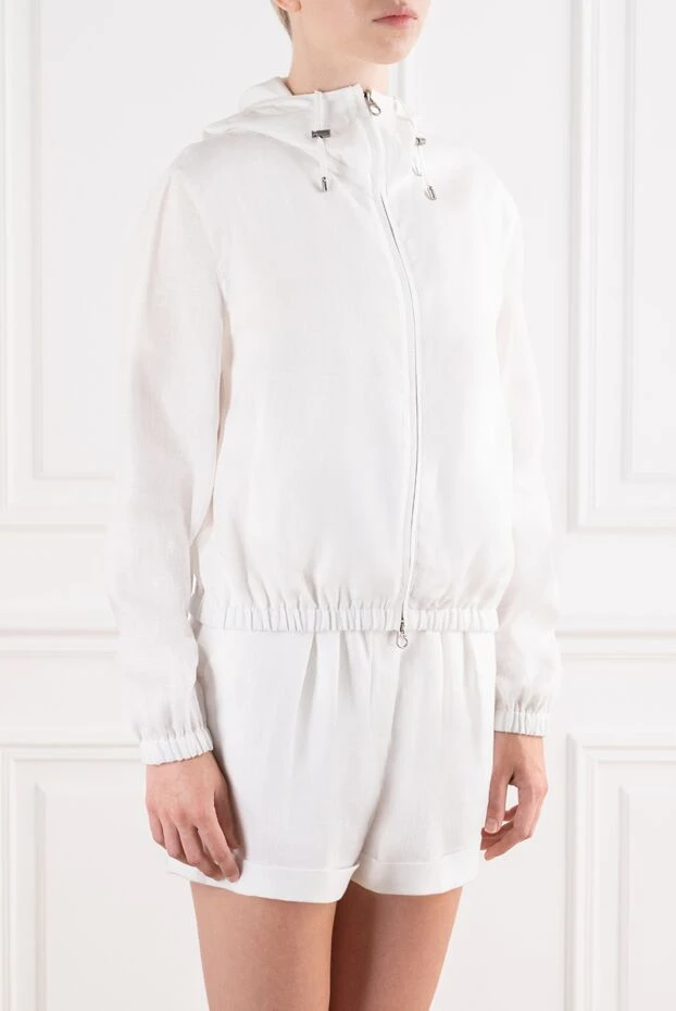 Loro Piana elvis white lightweight linen hooded windbreaker jacket 195885 - photo 3