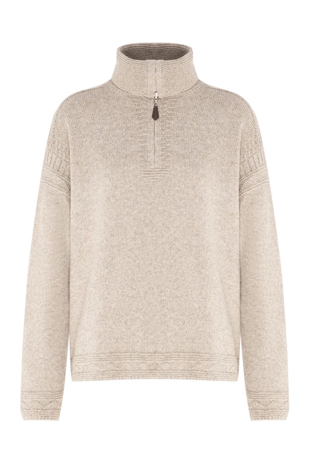 Loro Piana women's beige cashmere jumper with a short zipper 195889 - photo 1