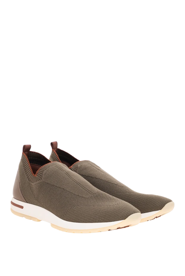 Loro Piana khaki-colored textile slip-on sneakers with a leather heel 195893 - photo 2