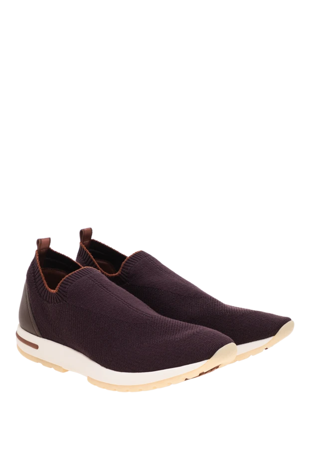 Loro Piana dark purple knit slip-on sneakers with elastic upper 195896 - photo 2