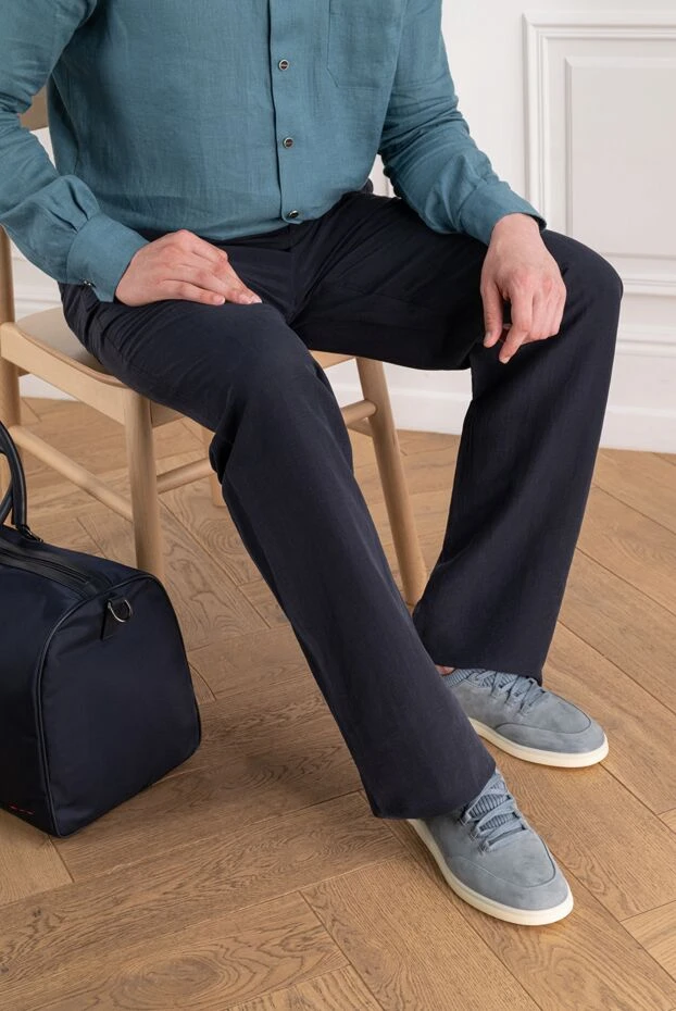 Loro Piana слипоны soho walk из телячьей кожи голубого цвета 195898 - фото 2