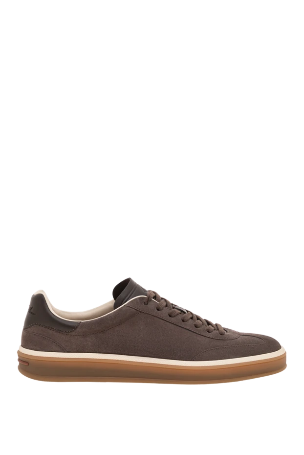 Loro Piana gray suede tennis walk sneakers with a textile welt and rubber sole 195905 - photo 1