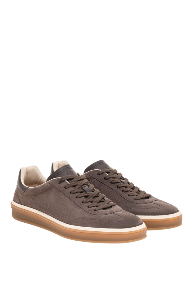 Loro Piana gray suede tennis walk sneakers with a textile welt and rubber sole 195905 - photo 3