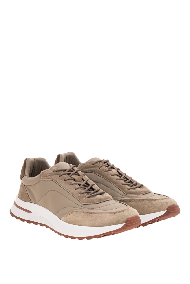 Loro Piana beige and olive combo sneakers with suede details 195906 - photo 2