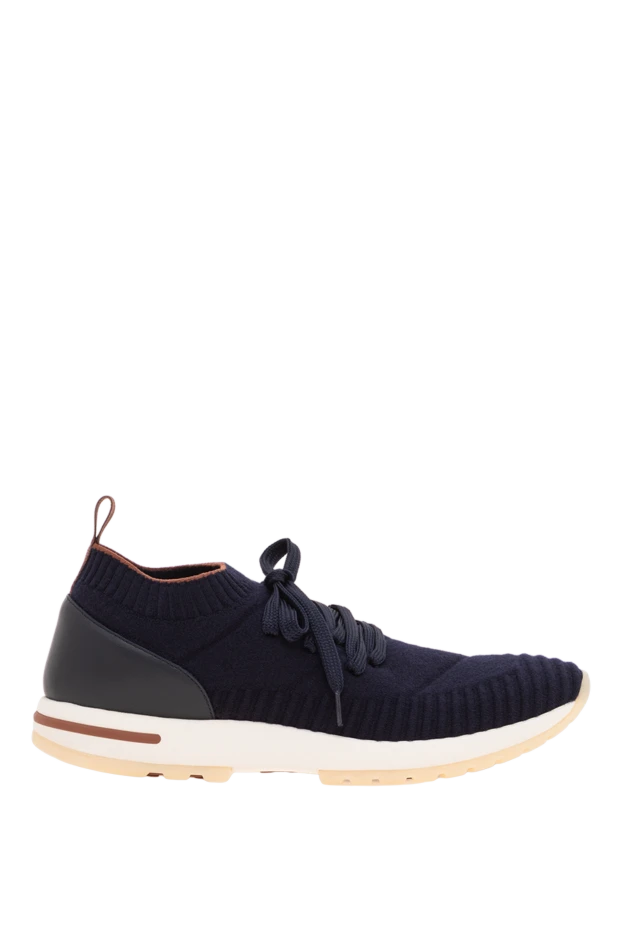 Loro Piana dark blue wool sneakers with a leather heel and laces 195907 - photo 1