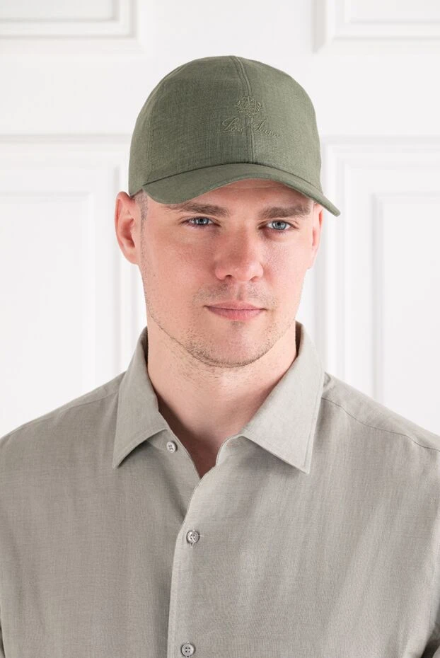 Loro Piana khaki linen baseball cap with embroidery 195908 - photo 1