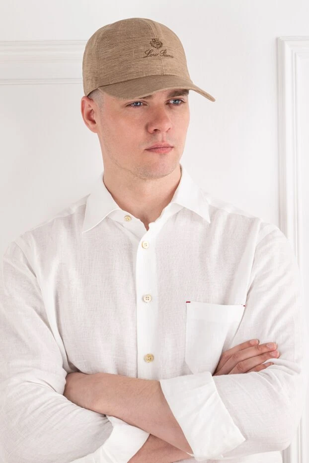 Loro Piana brown linen baseball cap with embroidery 195909 - photo 1