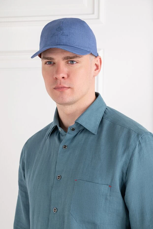 Loro Piana blue breathable linen baseball cap with embroidered logo 195910 - photo 1