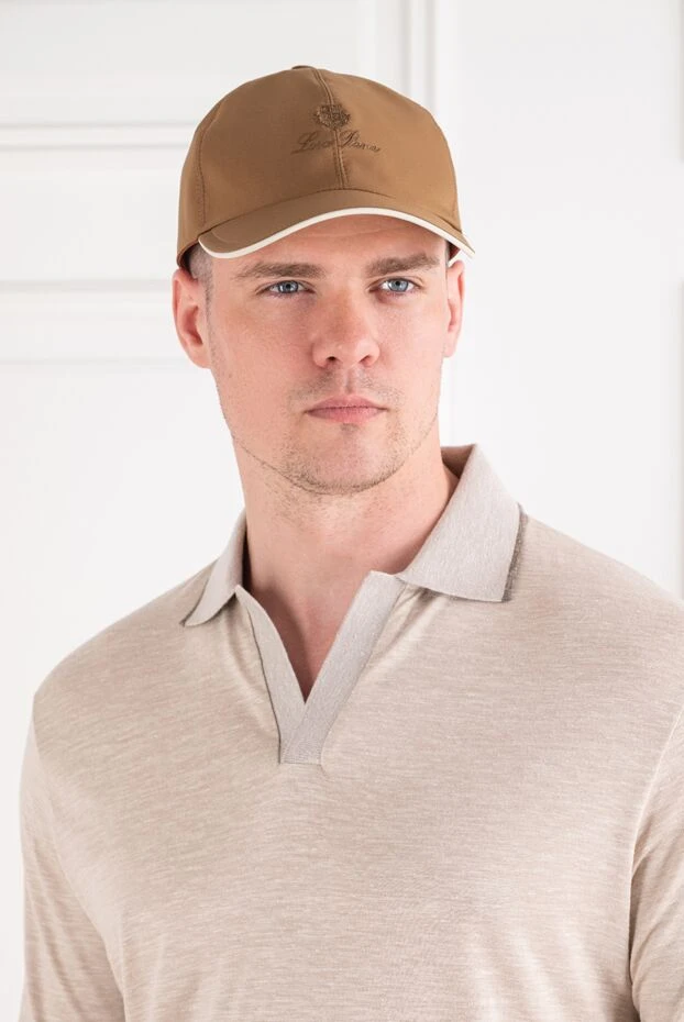 Loro Piana men's brown baseball cap made of water-repellent microfiber with contrast piping 195911 - photo 1
