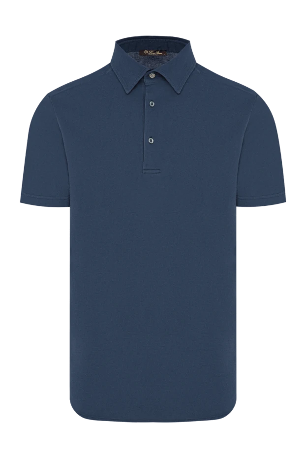 Loro Piana men's blue knitted polo shirt with short sleeves 195918 - photo 1