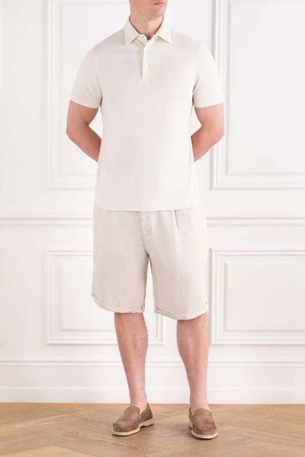 Loro Piana men's off-white knit polo shirt with a concealed placket 195924 - photo 2