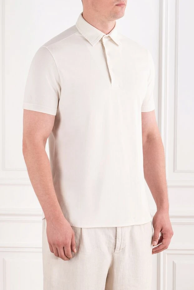 Loro Piana men's off-white knit polo shirt with a concealed placket 195924 - photo 3
