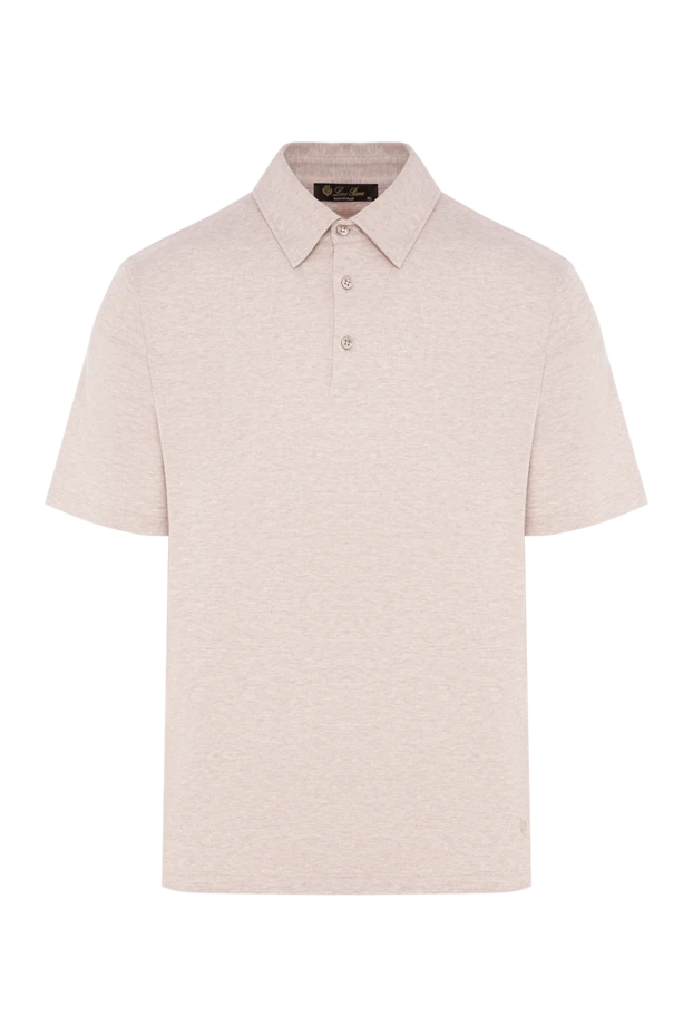 Loro Piana men's knitted polo shirt in beige with a melange effect 195928 - photo 1