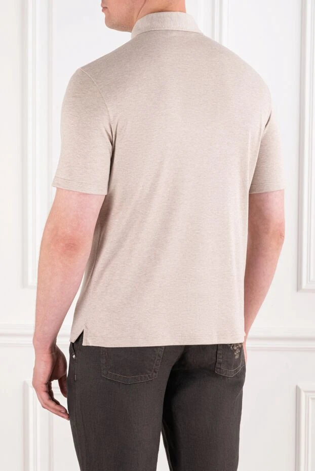 Loro Piana men's knitted polo shirt in beige with a melange effect 195928 - photo 3