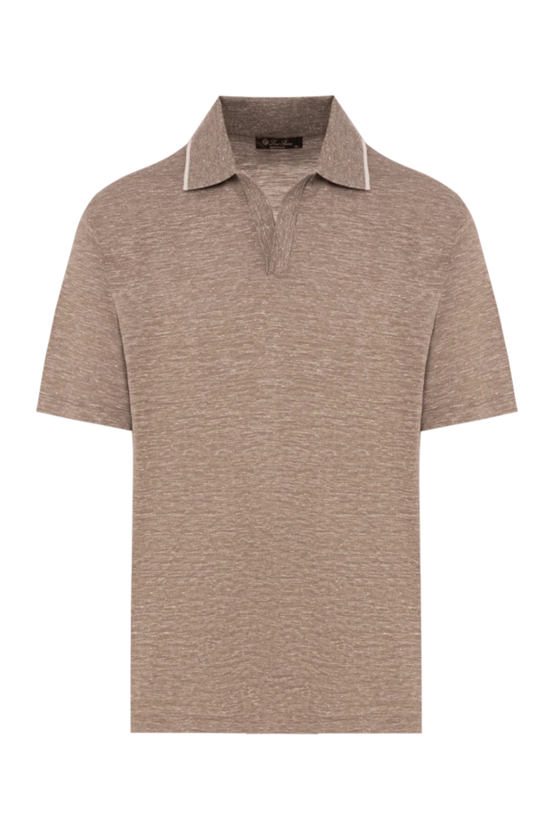 Loro Piana men's brown cashmere blend knit polo shirt 195931 - photo 1