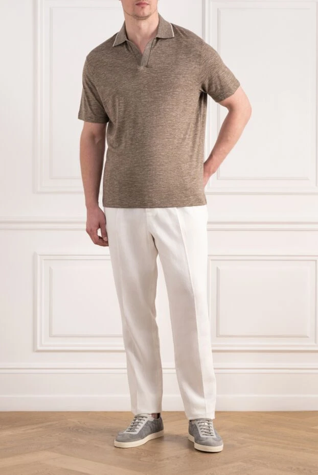 Loro Piana men's brown cashmere blend knit polo shirt 195931 - photo 2