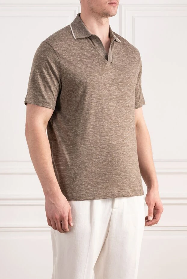 Loro Piana men's brown cashmere blend knit polo shirt 195931 - photo 3