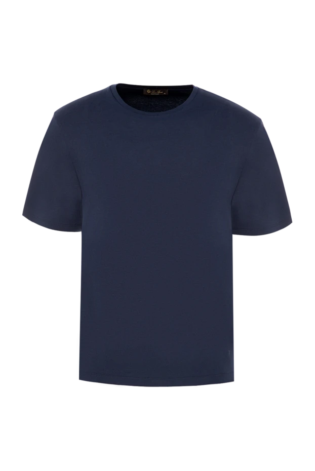 Loro Piana tremezzo men's cotton t-shirt in dark blue, basic fit 195935 - photo 1