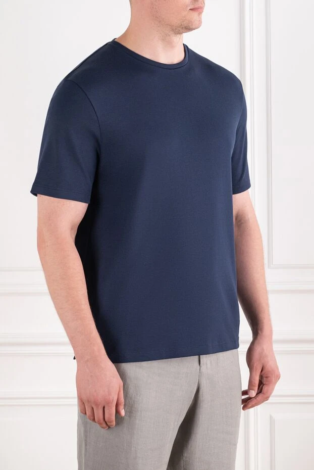 Loro Piana tremezzo men's cotton t-shirt in dark blue, basic fit 195935 - photo 2