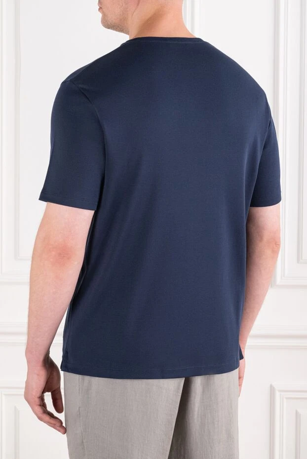 Loro Piana tremezzo men's cotton t-shirt in dark blue, basic fit 195935 - photo 3