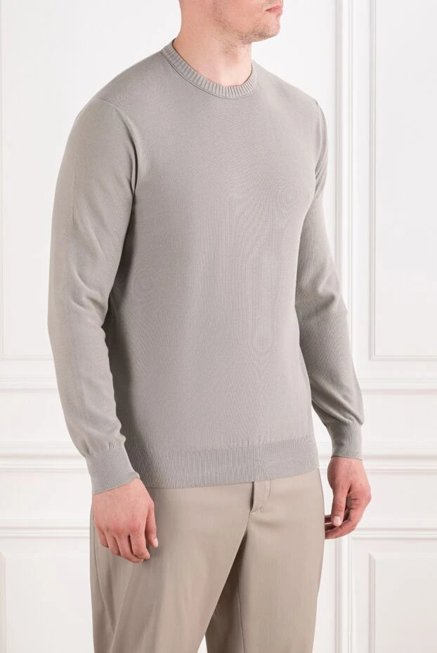 Loro Piana men's walkery basic gray slim round neck jumper 195938 - photo 2