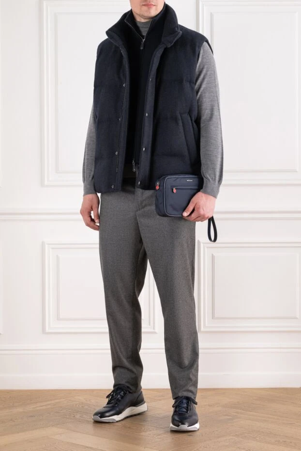 Loro Piana men's dark grey cashmere quilted vest with zip and buttons 195941 - photo 1