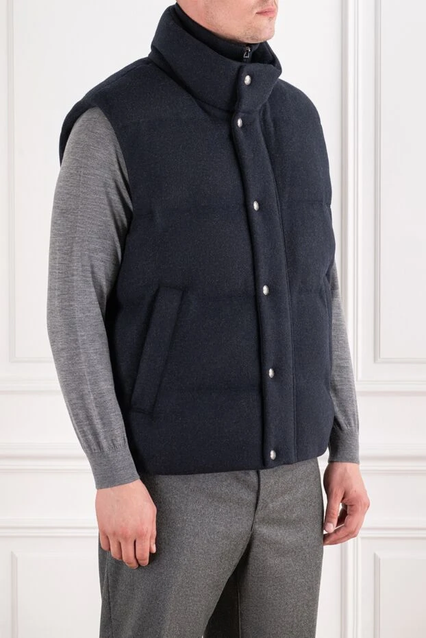 Loro Piana men's dark grey cashmere quilted vest with zip and buttons 195941 - photo 2