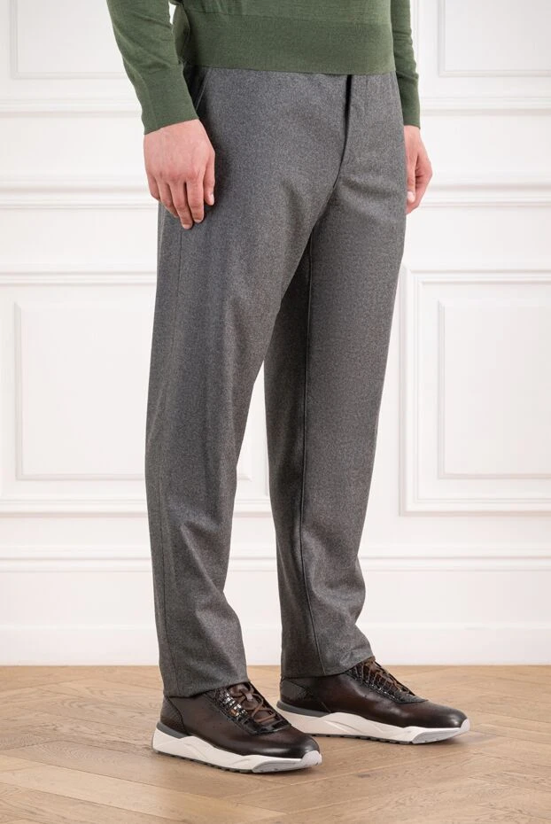 Loro Piana men's gray wool straight-leg trousers 195948 - photo 3