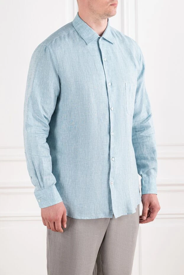 Loro Piana andre classic shirt in cool blue linen 195951 - photo 2