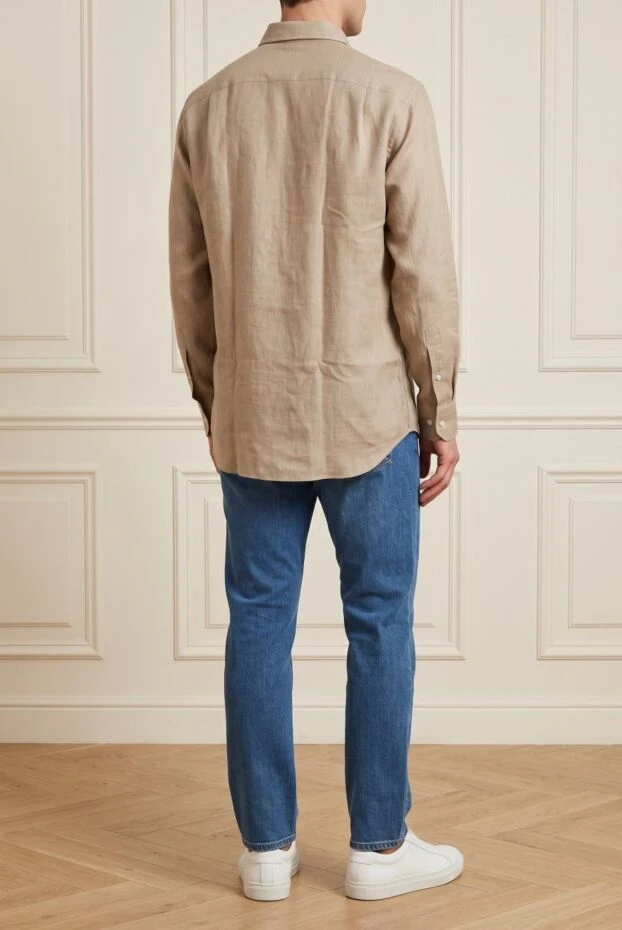 Loro Piana andre men's beige linen straight-fit shirt with patch pocket 195952 - photo 2