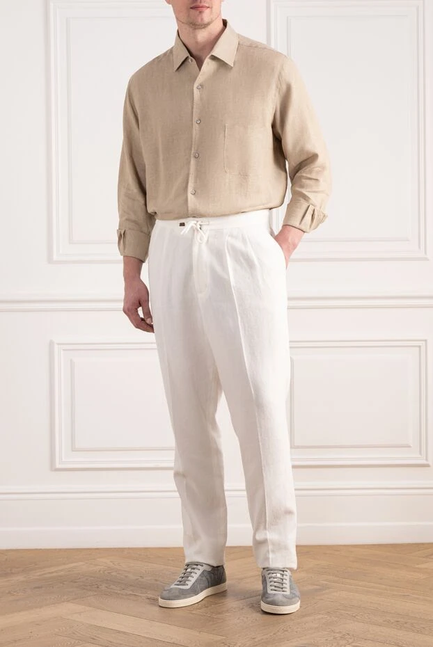 Loro Piana andre men's beige linen straight-fit shirt with patch pocket 195952 - photo 2