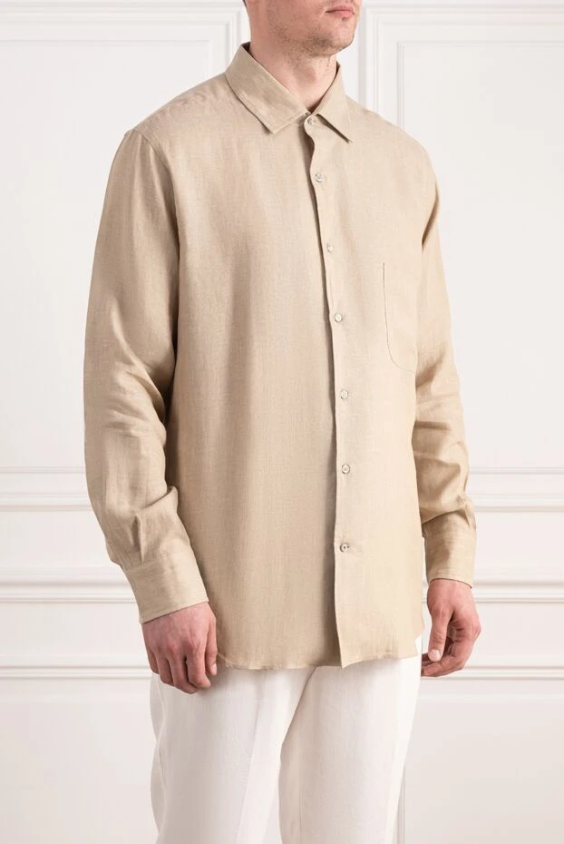 Loro Piana andre men's beige linen straight-fit shirt with patch pocket 195952 - photo 3