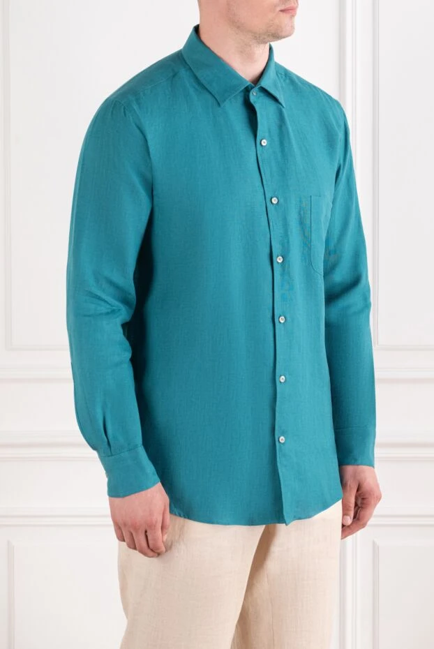 Loro Piana andre men's premium emerald linen shirt 195953 - photo 2