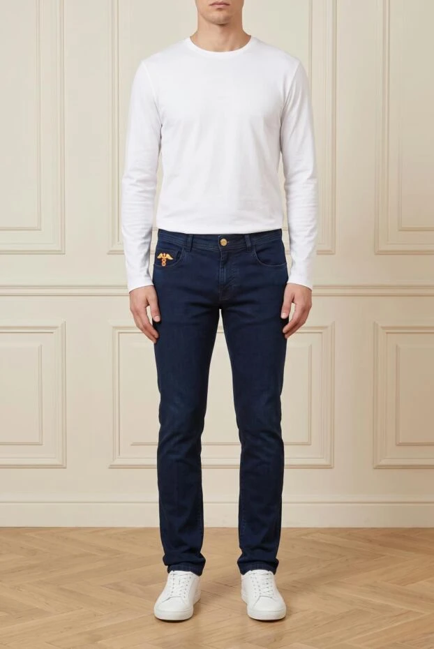 Scissor Scriptor blue classic straight-leg jeans with creases 195992 - photo 1