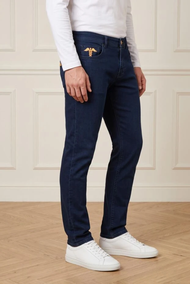 Scissor Scriptor blue classic straight-leg jeans with creases 195992 - photo 2